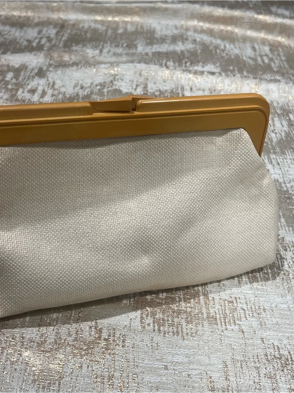 Canvas Clutch Bag with Tan Frame - Unbranded